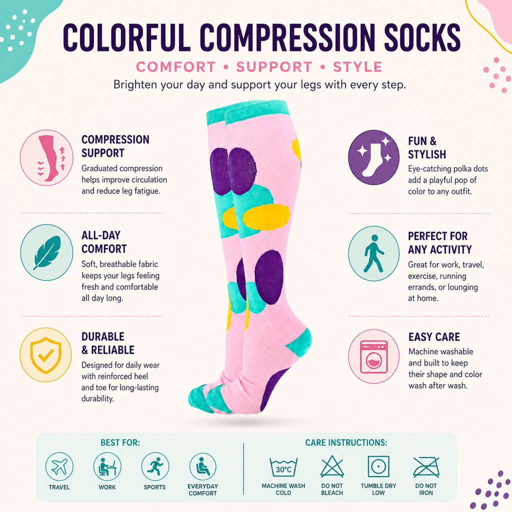 Bubble Pop Pink Compression Socks