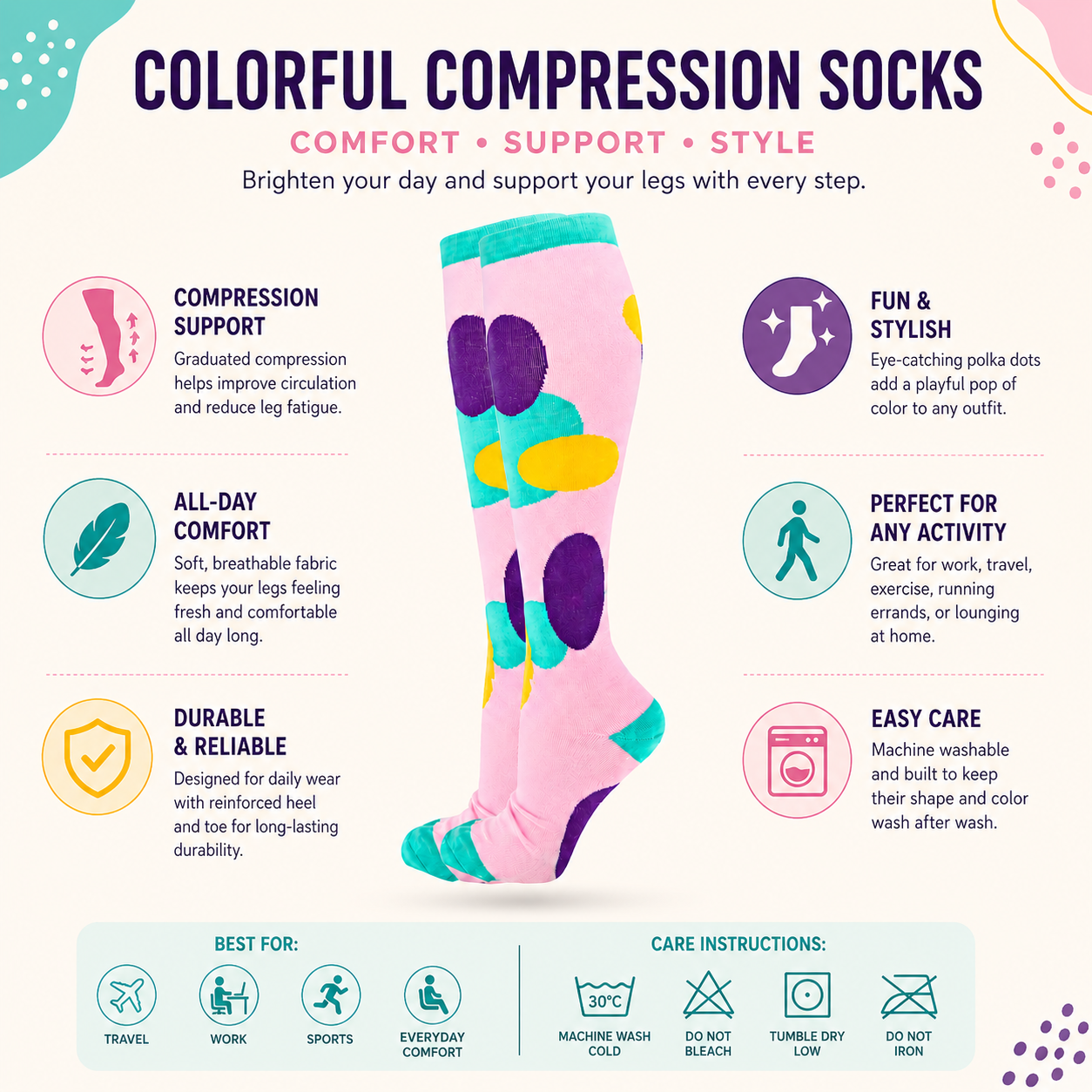 Bubble Pop Pink Compression Socks