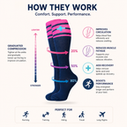 Navy & Pink Cross Compression Socks