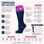 Navy & Pink Cross Compression Socks