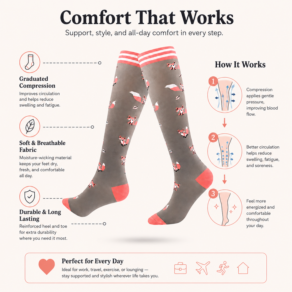 Fox Print Compression Socks