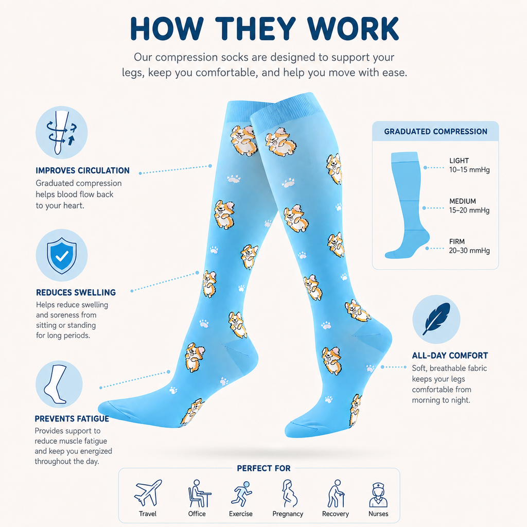 Corgi Paw Print Compression Socks