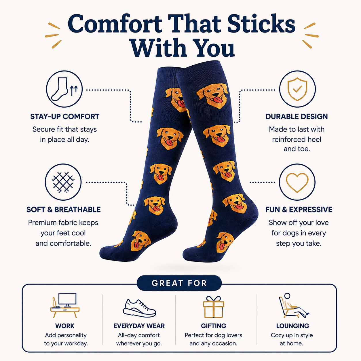 Golden Retriever Compression Socks