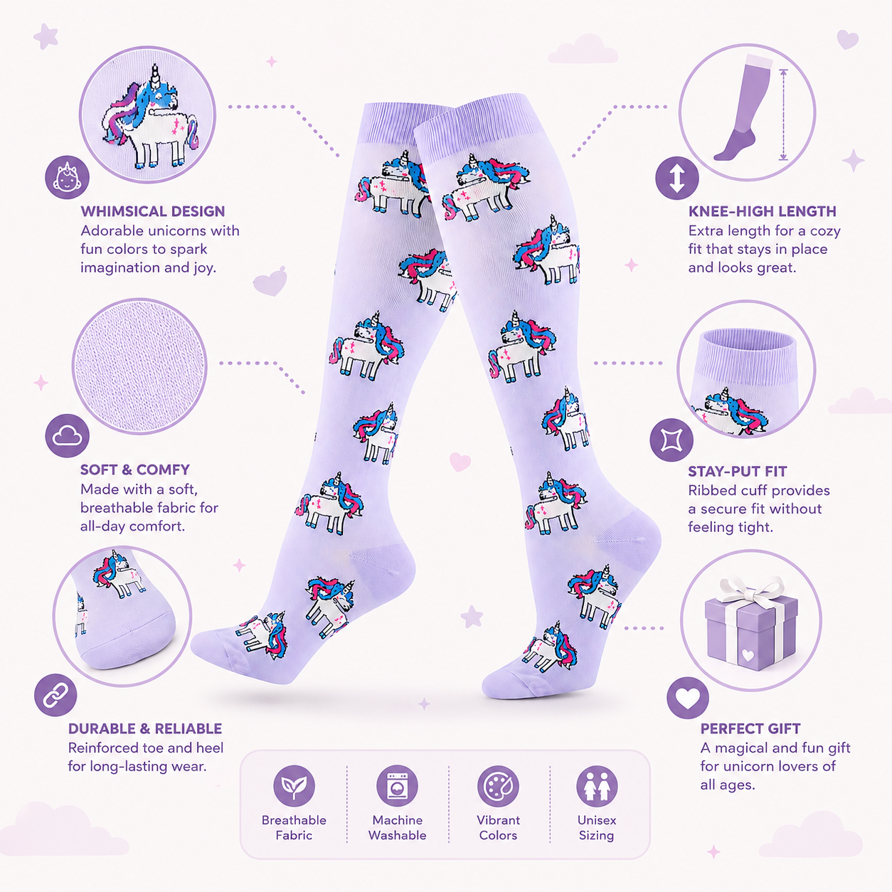 Cute Unicorn Compression Socks