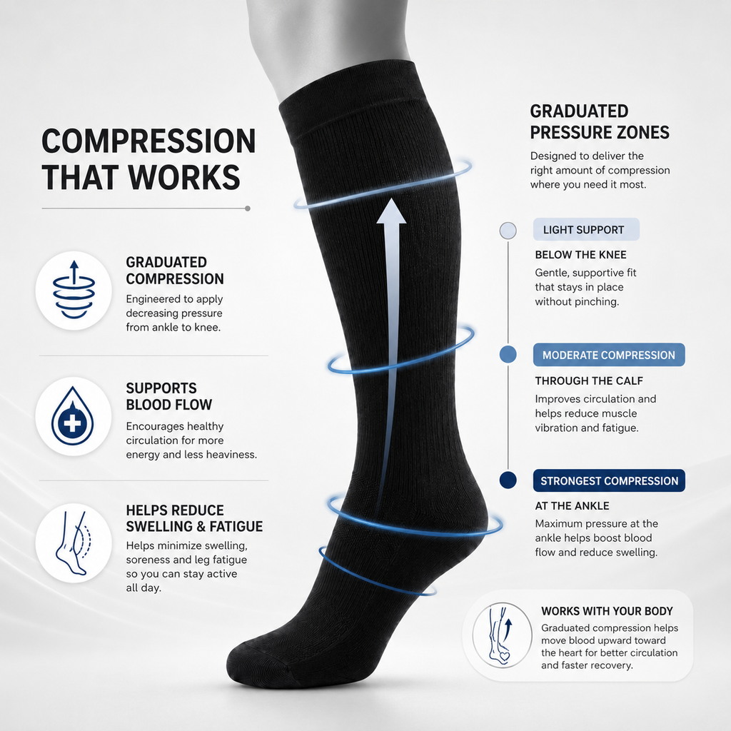 Premium Knee-High Graduated Compression Socks for All-Day Support and Comfort