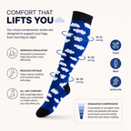 Cloud Pattern Knee-High Compression Socks for Everyday Comfort and Leg Support