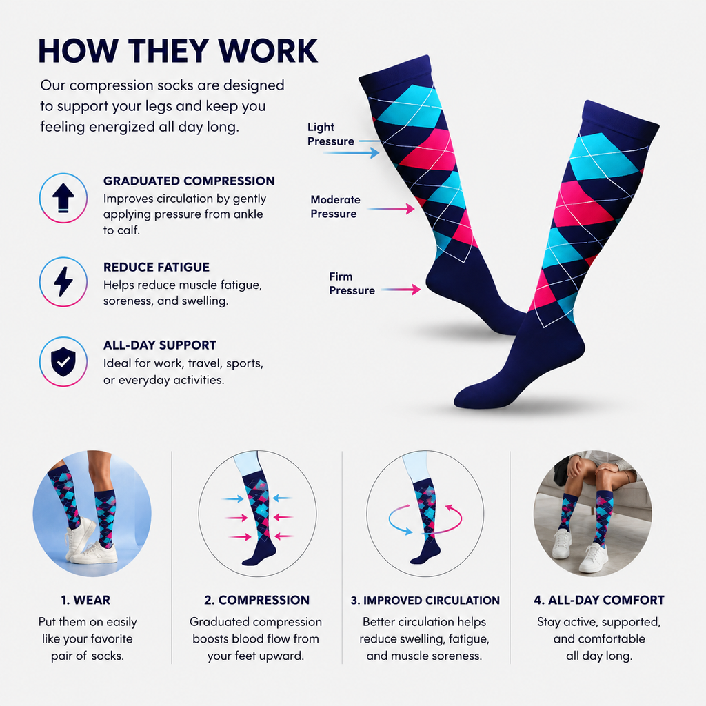 Electric Diamond Knee-High Compression Socks