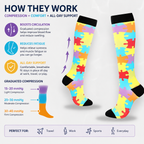 Pastel Puzzle Pattern Compression Socks