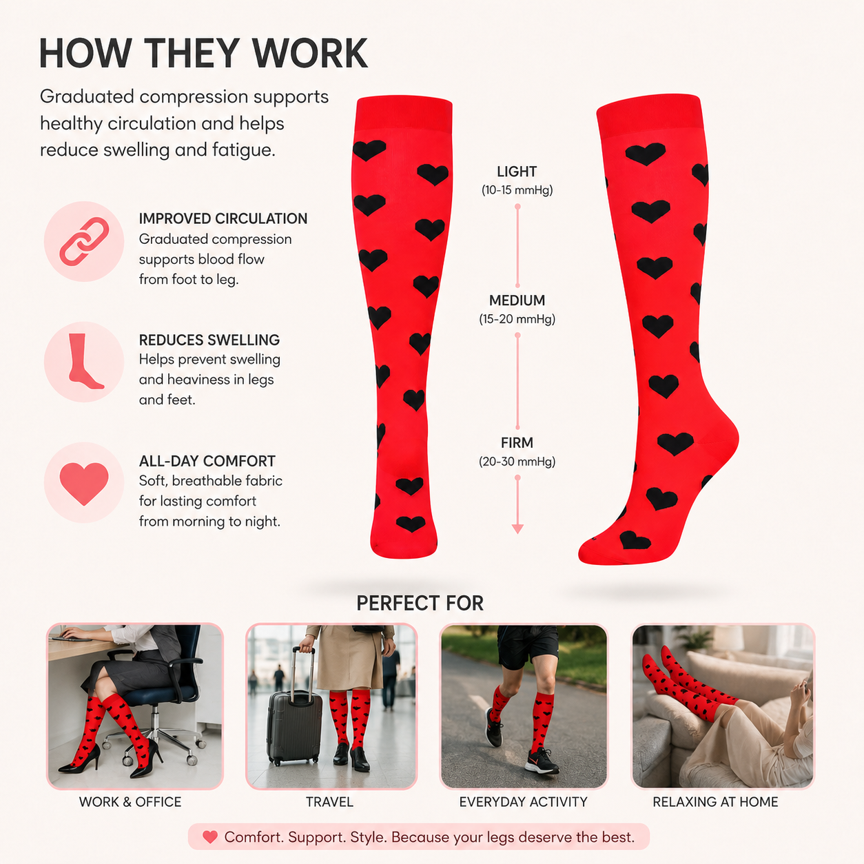 CupidFit Heart Compression Socks