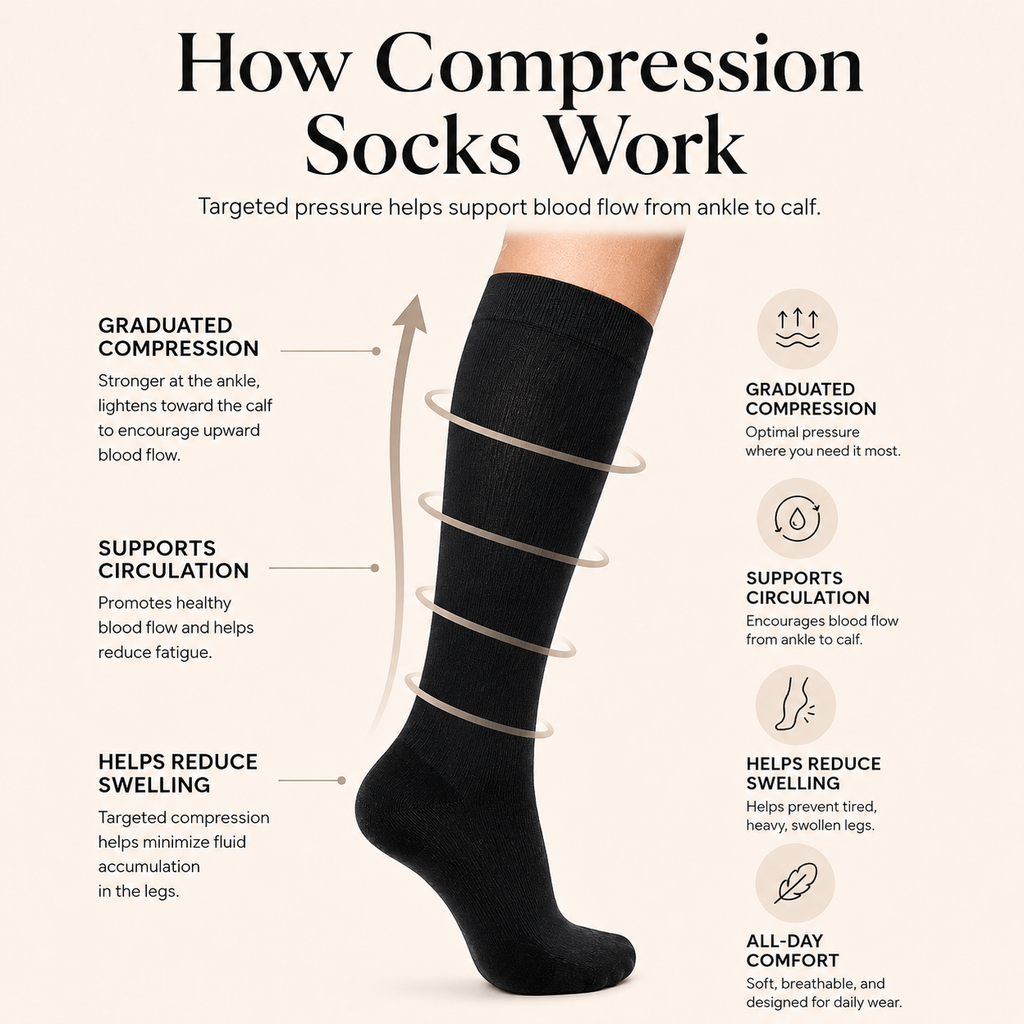 Premium Black Compression Socks for All-Day Support and Comfort