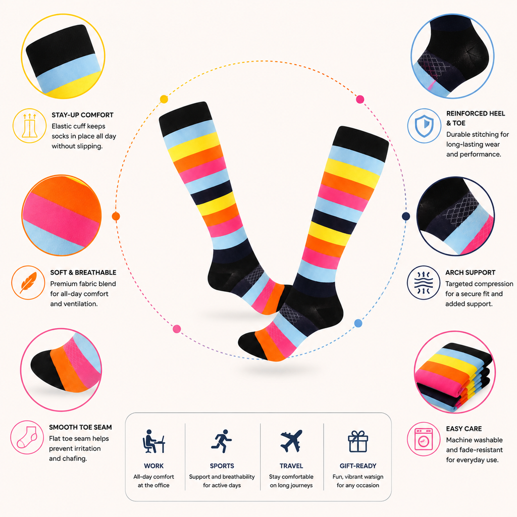 Premium Striped Compression Socks