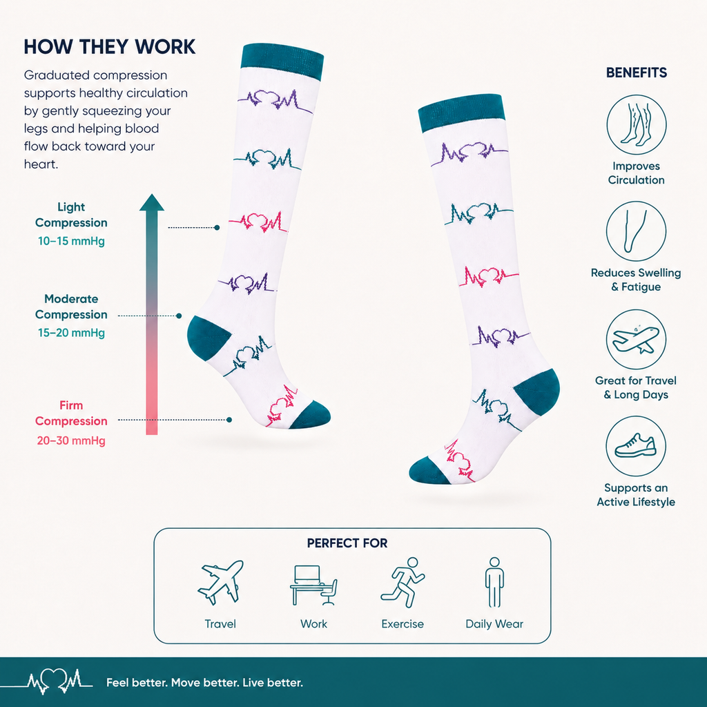 Heartbeat Nurse Compression Socks