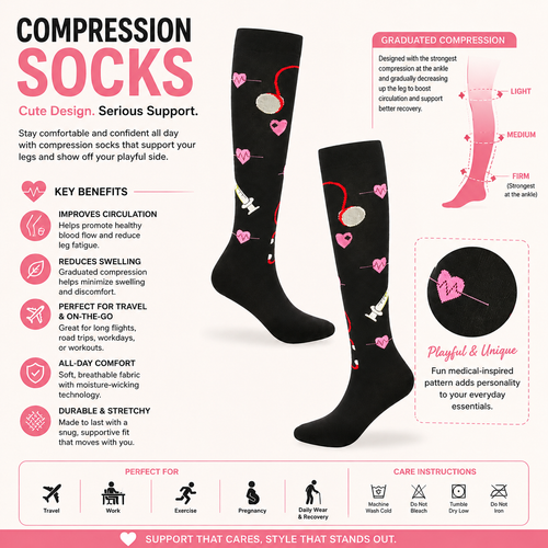 Black Nurse Compression Socks