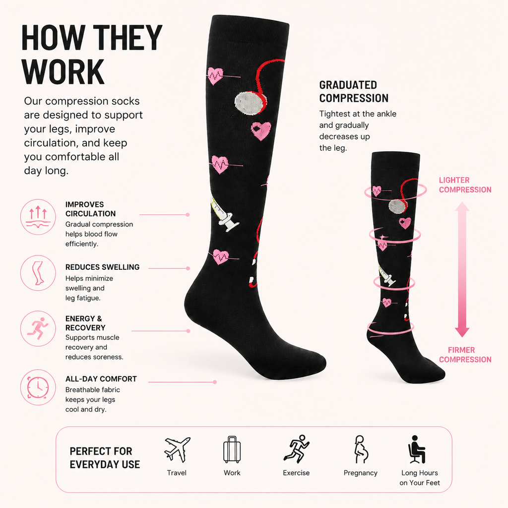 Black Nurse Compression Socks