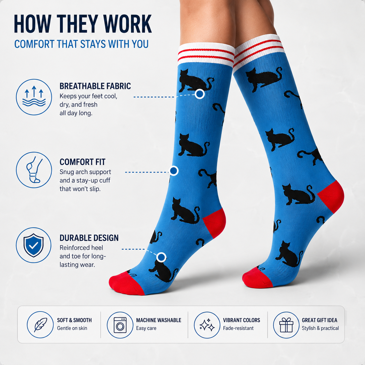 Midnight Cat Compression Socks