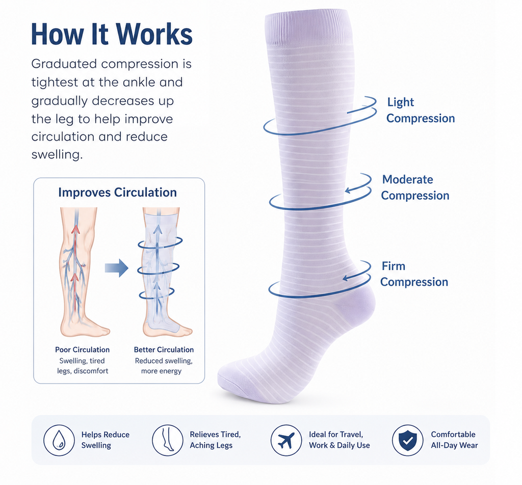 Lavender Stripe Compression Socks