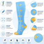 Sky Blue Cross Pattern Compression Socks