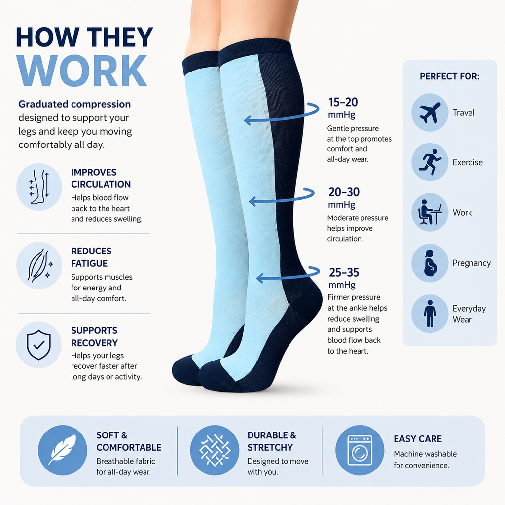 Classic Two-Tone Compression Socks – Blue Edition