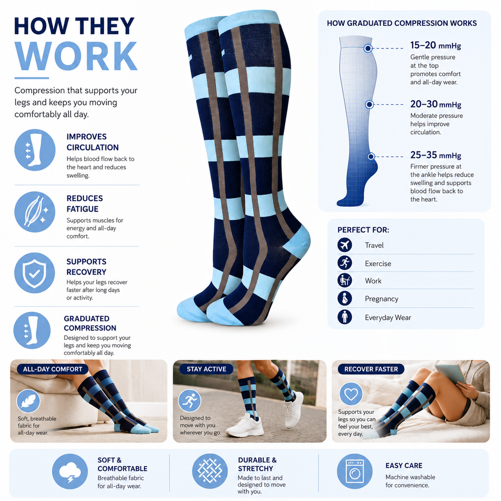 legant Striped Compression Socks for Everyday Comfort