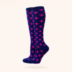 Navy & Pink Cross Pattern Compression Socks