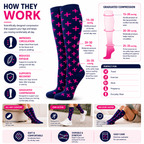 Navy & Pink Cross Pattern Compression Socks