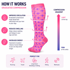 Pink & Purple Cross Pattern Compression Socks