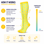 Yellow & Blue Cross Pattern Compression Socks
