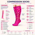 Knee-High Compression Socks – Vibrant Patterned Support for Circulation & Comfort
