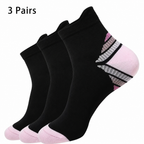 Unisex Compression Socks – Comfortable Low Cut Sports Socks with Heel & Arch Support (3 Pairs)