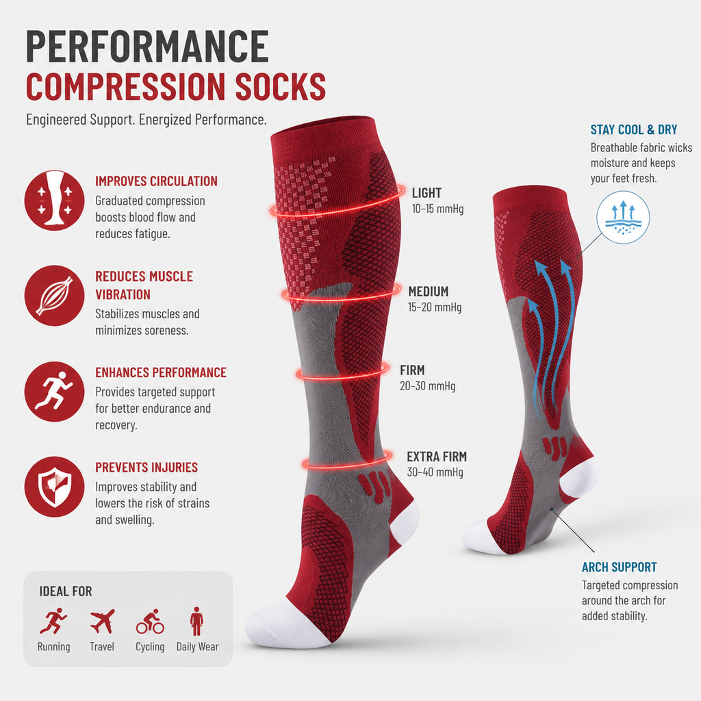 Breathable Compression Socks for All-Day Comfort – Sports & Recovery Knee High Socks