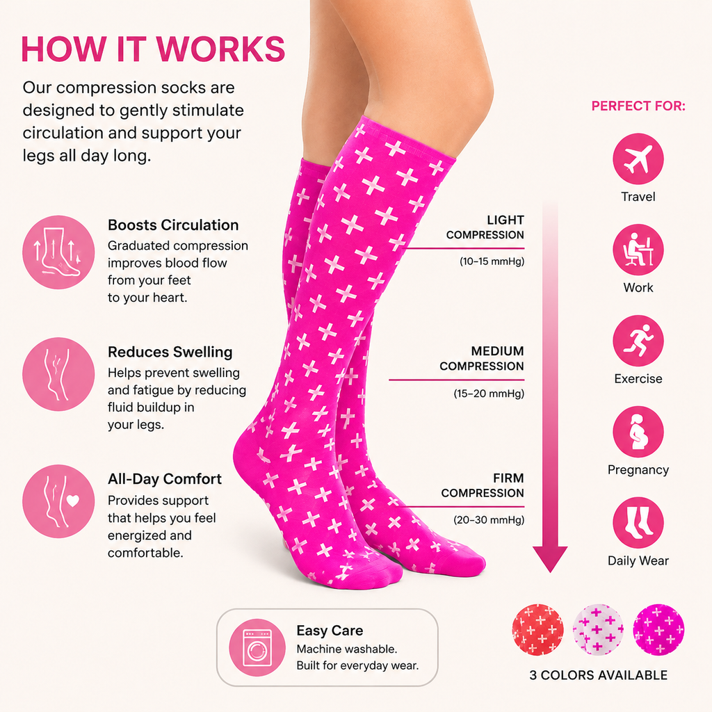 Vibrant Compression Socks – Fun Patterned Support for Running, Travel, and Daily Wear
