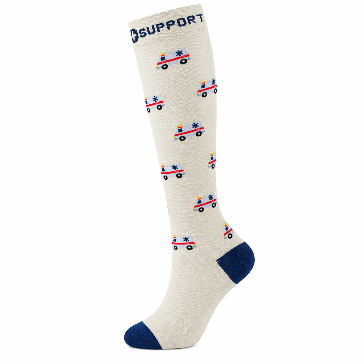 Ambulance Print Compression Socks – Knee High Medical & Nurse Support Stockings