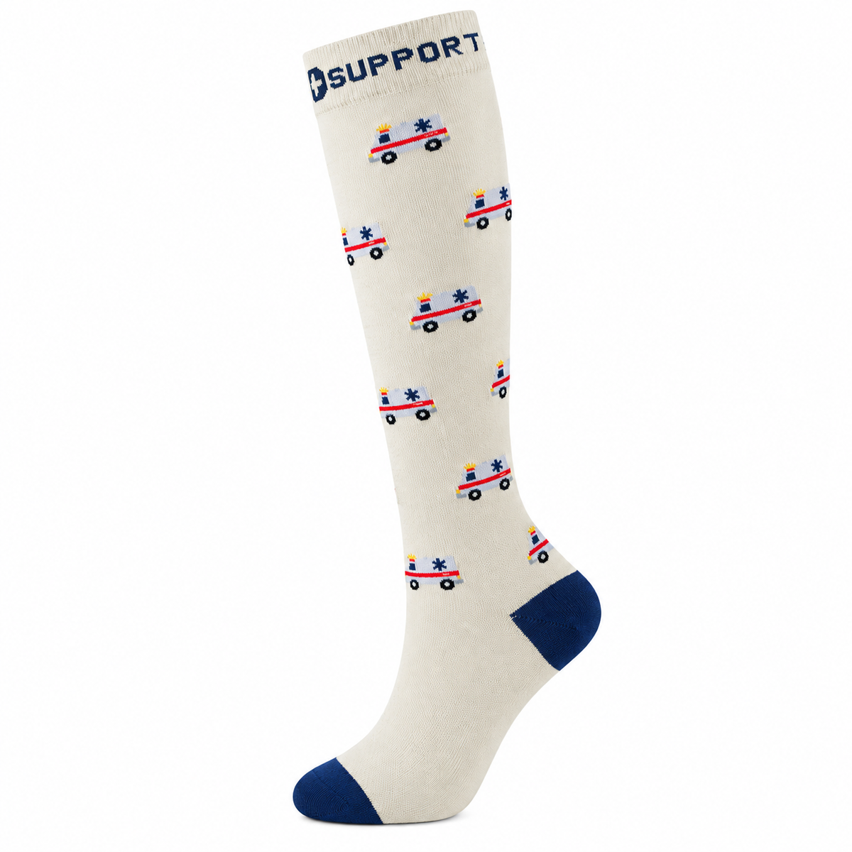 Ambulance Print Compression Socks – Knee High Medical & Nurse Support Stockings