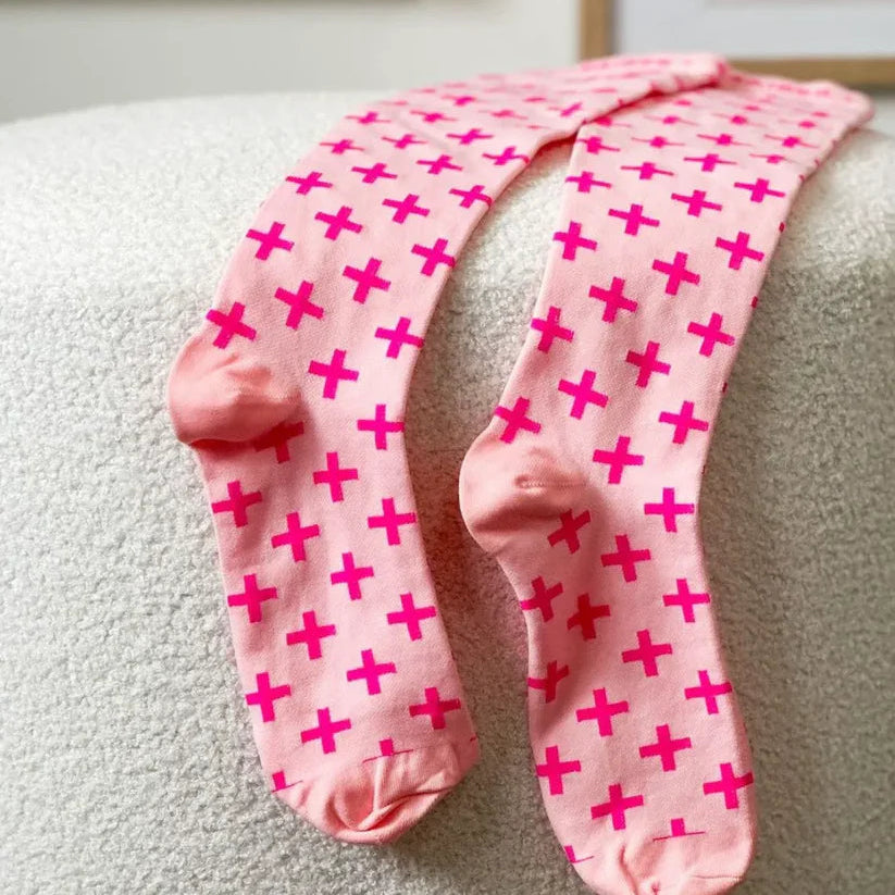 Pink Cross Compression Socks