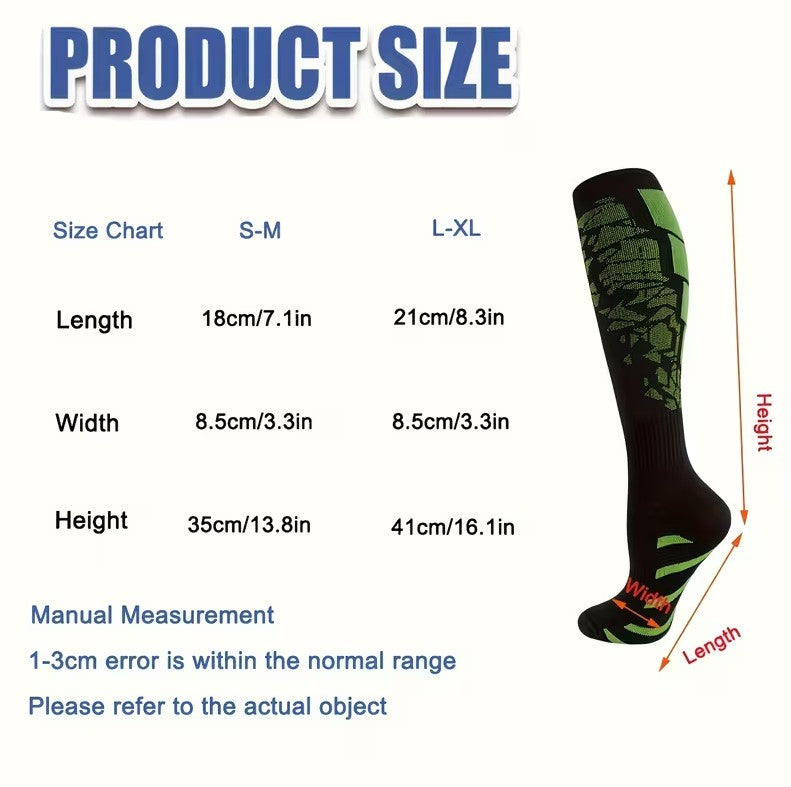 Neon Skull Compression Socks – Breathable Knee-High Athletic Support