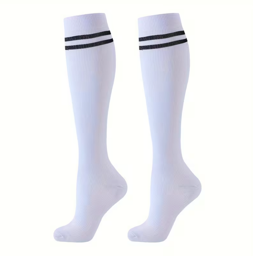 Classic Stripe Compression Socks – Knee High Support Socks for Men & Women
