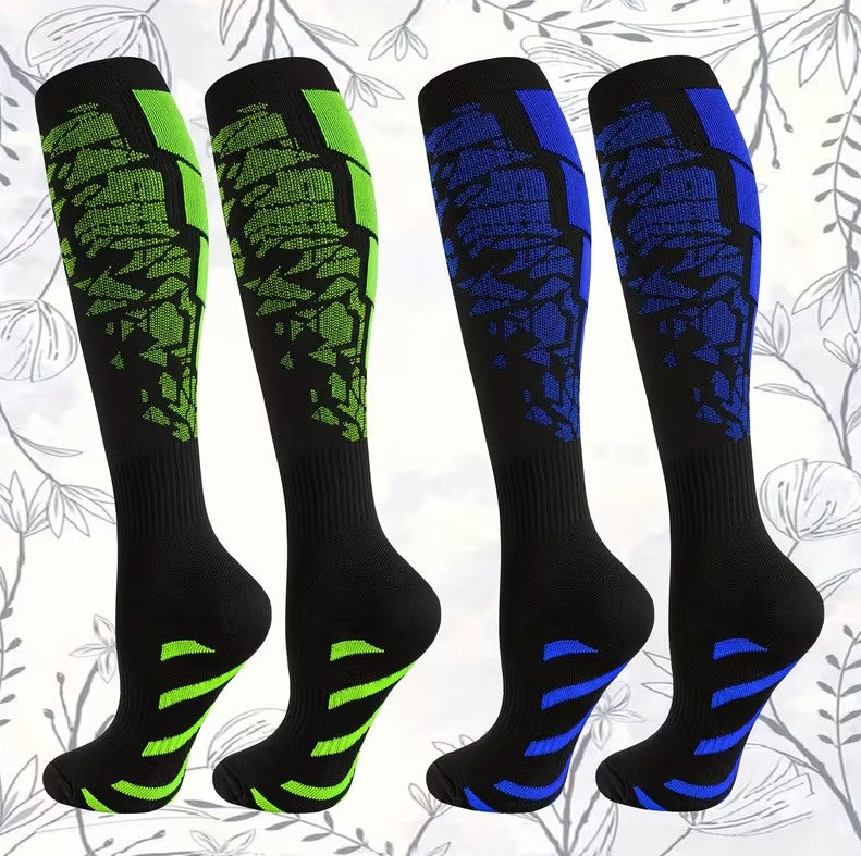 Neon Skull Compression Socks – Breathable Knee-High Athletic Support