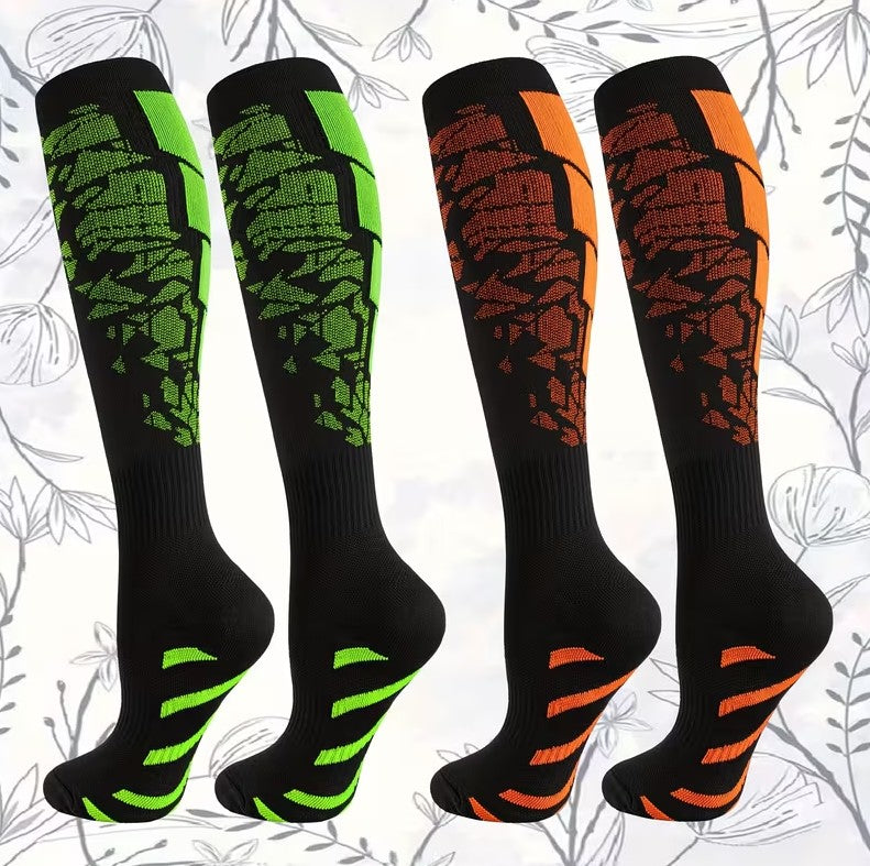 Neon Skull Compression Socks – Breathable Knee-High Athletic Support