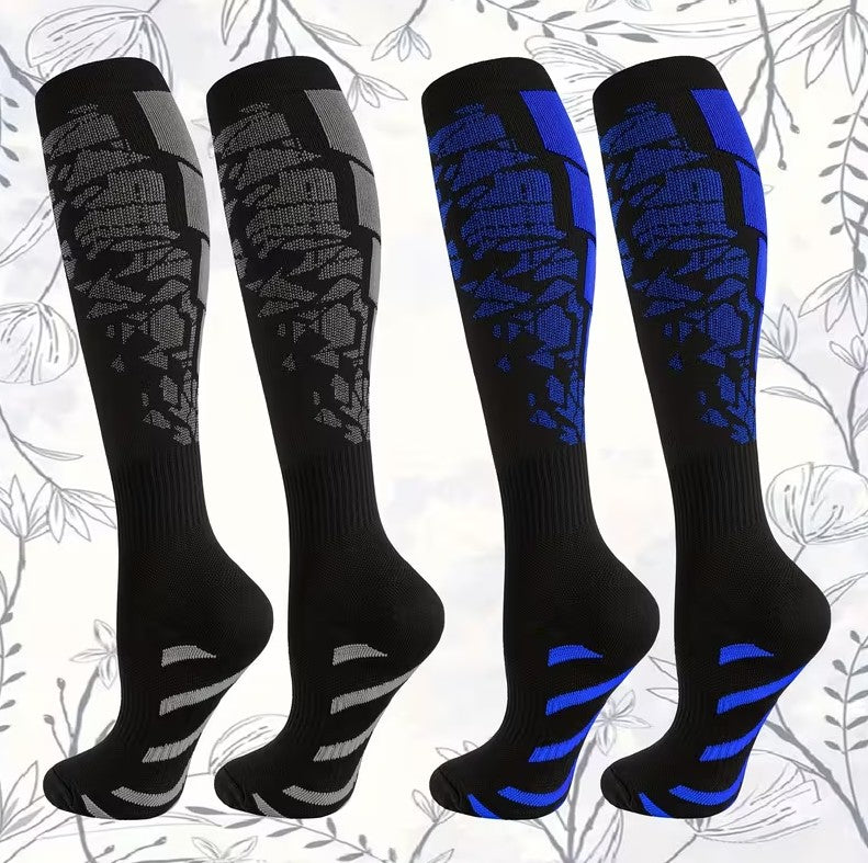 Neon Skull Compression Socks – Breathable Knee-High Athletic Support