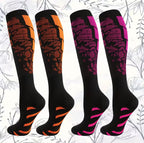 Neon Skull Compression Socks – Breathable Knee-High Athletic Support