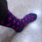 Navy & Pink Cross Pattern Compression Socks