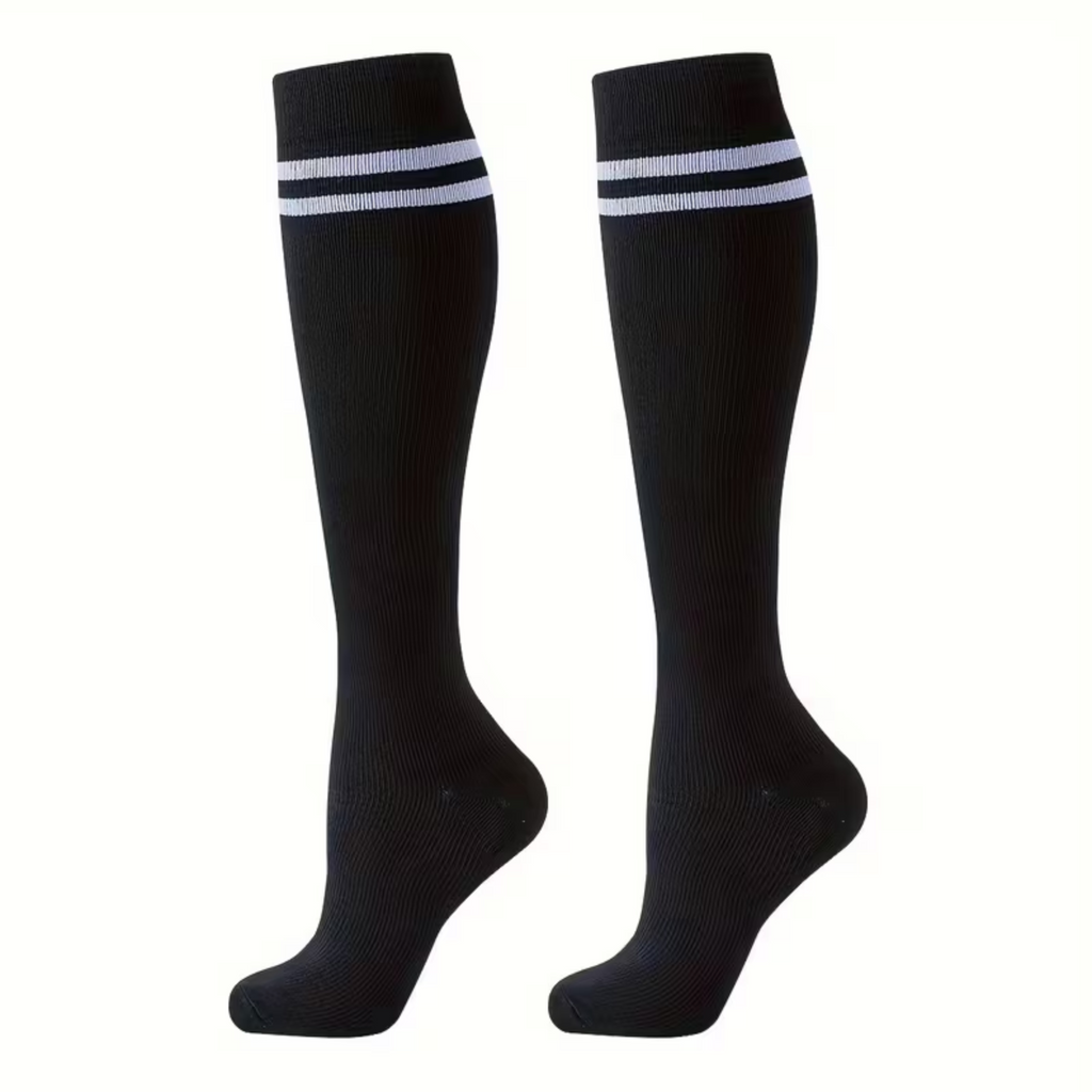 Classic Stripe Compression Socks – Knee High Support Socks for Men & Women
