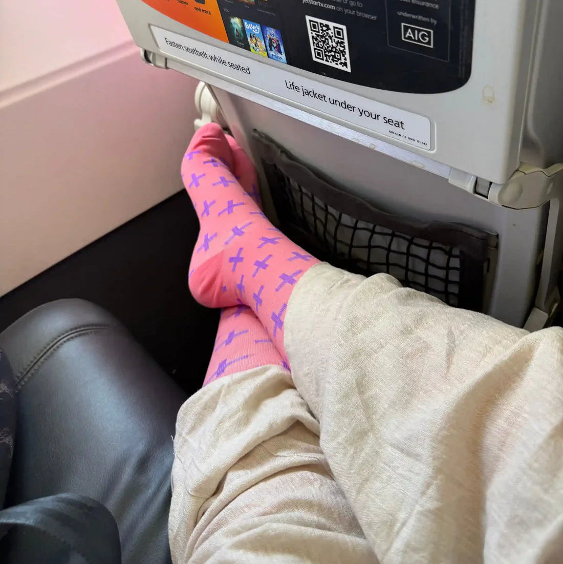 Pink & Purple Cross Pattern Compression Socks
