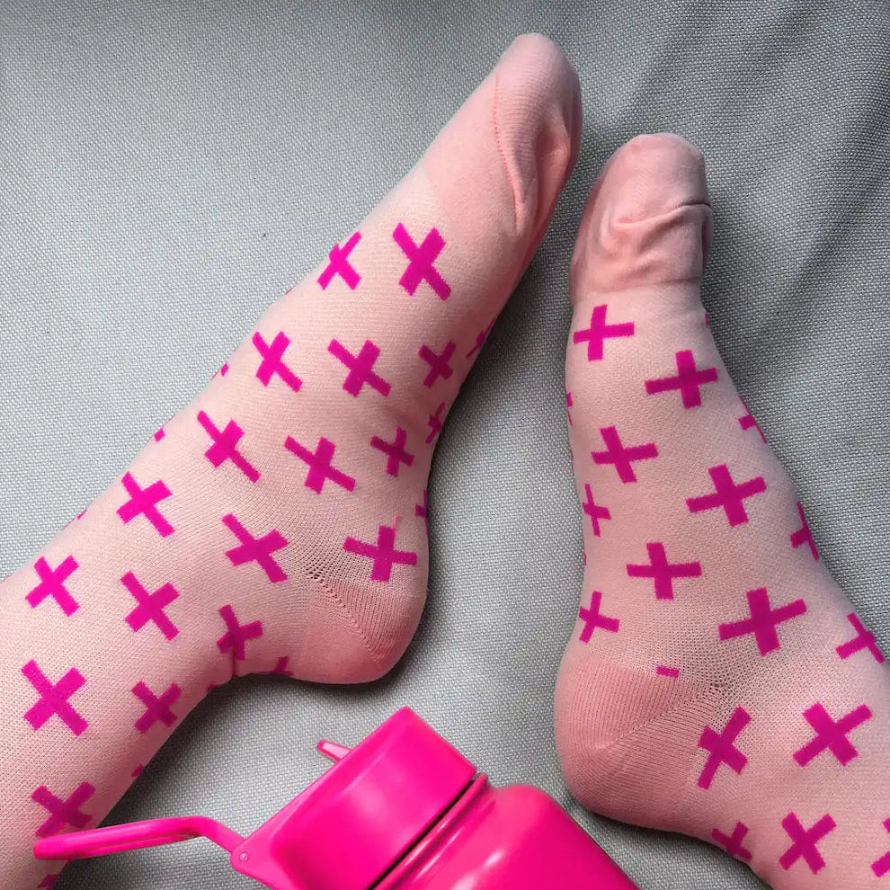 Pink Cross Compression Socks
